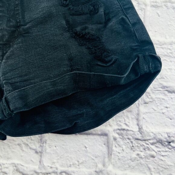 KanCan Denim Short Women Size 11/29 Black Distressed Mid Rise Cuffed Hem - Picture 4 of 10